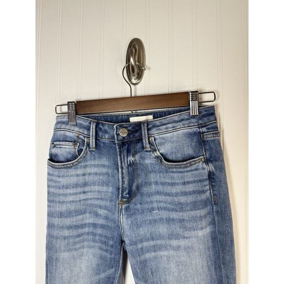 Driftwood Colette Embroidered Cuff Cropped Jeans W24 L26 Floral Raw Hem - Picture 3 of 10